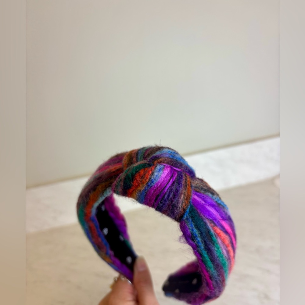 Lele Sadoughi Purple-Toned Multicolor Knitted Headband with Knot